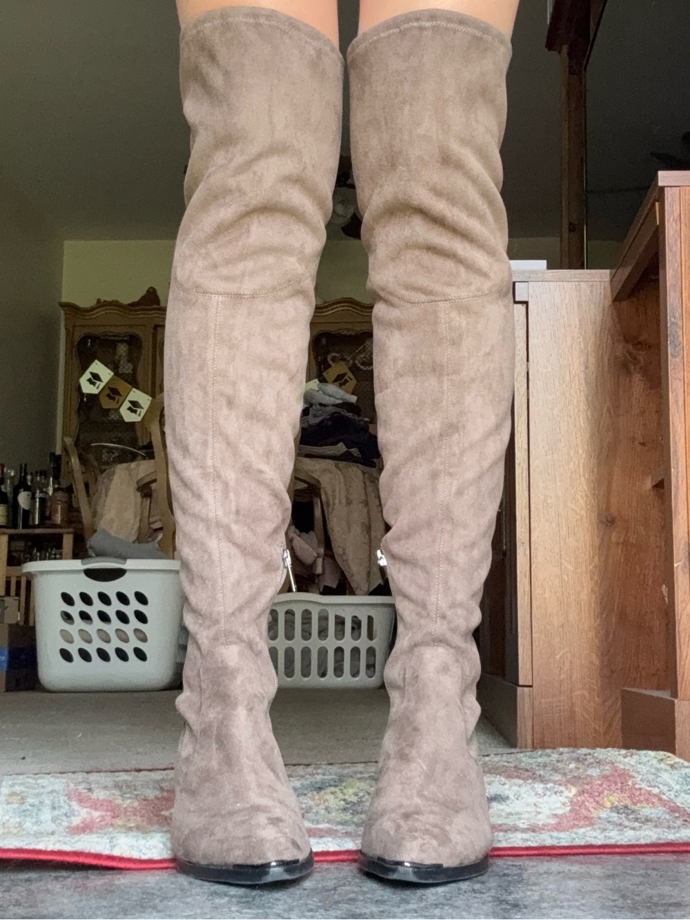 Marc Fisher Over-the-Knee Suede Boots in Taupe
